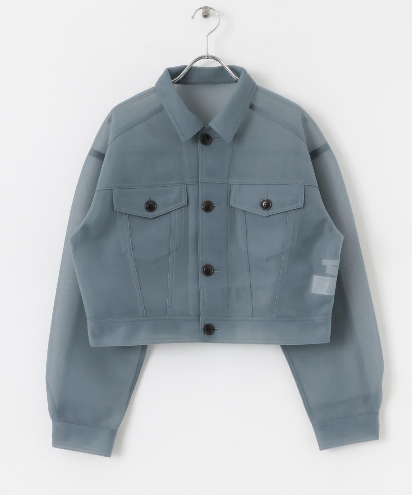 透視質感短款夾克