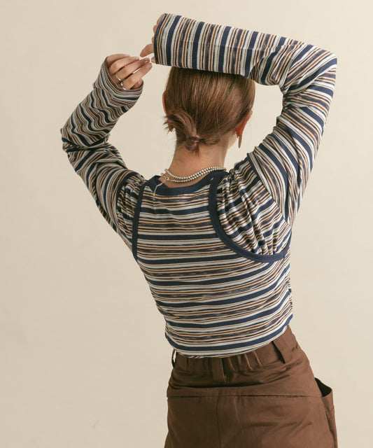 條紋背心套裝上衣