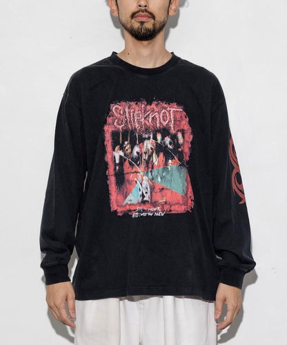 【限定】復古風 Slipknot 背面印花長袖T恤