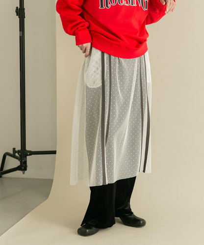 網紗拼接層疊半身裙