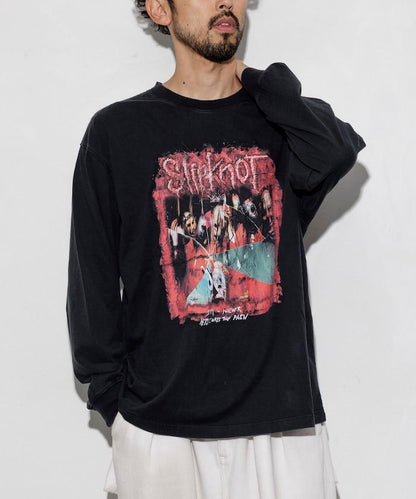 【限定】復古風 Slipknot 背面印花長袖T恤