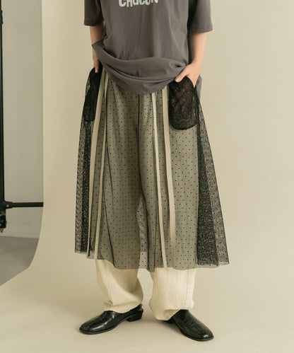 網紗拼接層疊半身裙