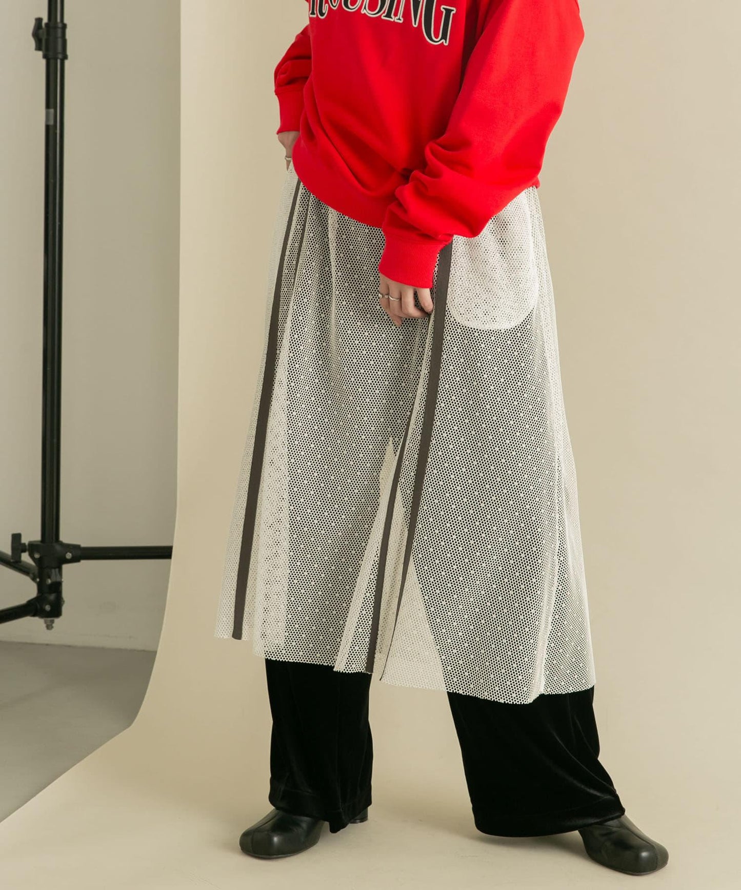 網紗拼接層疊半身裙