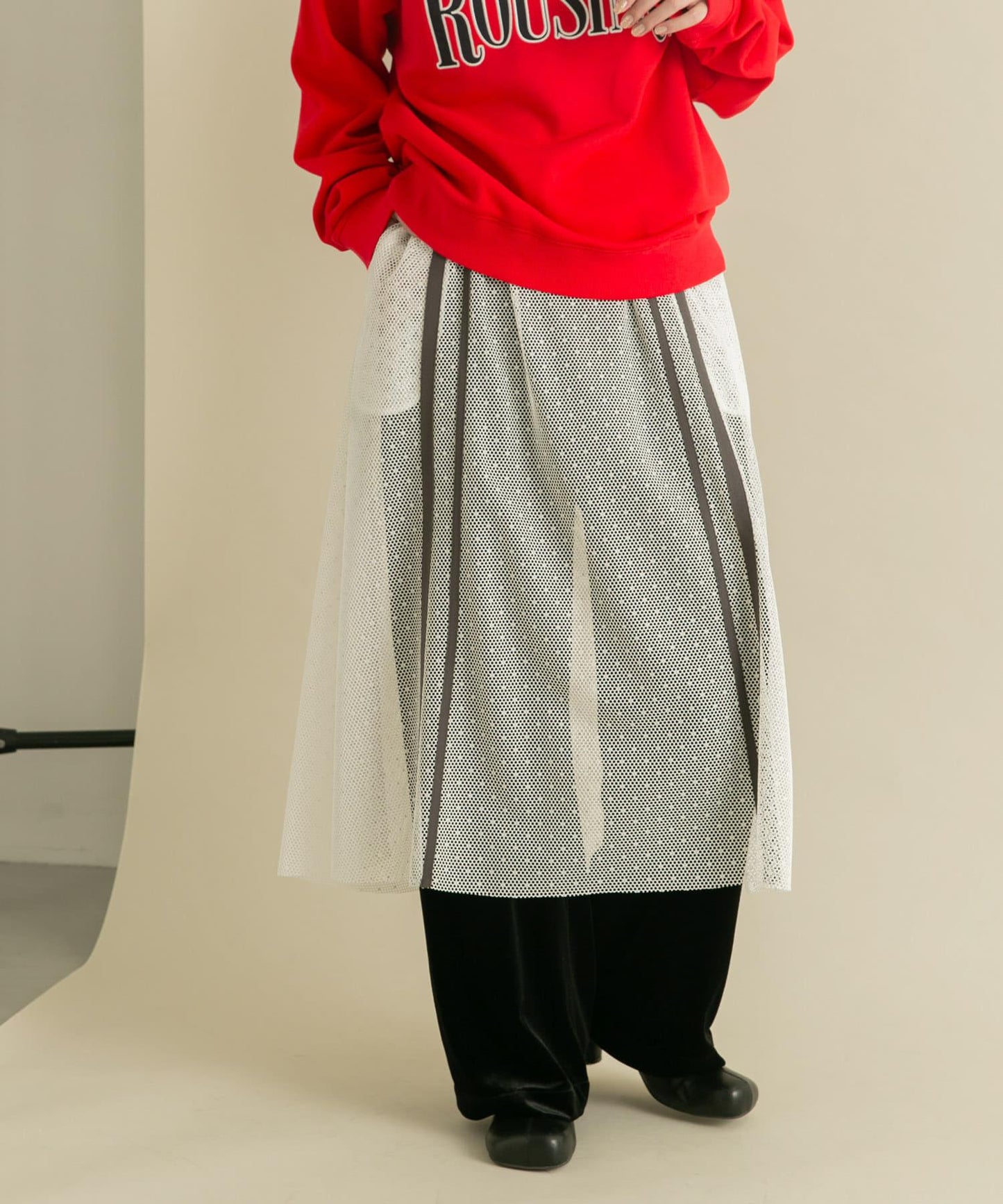 網紗拼接層疊半身裙