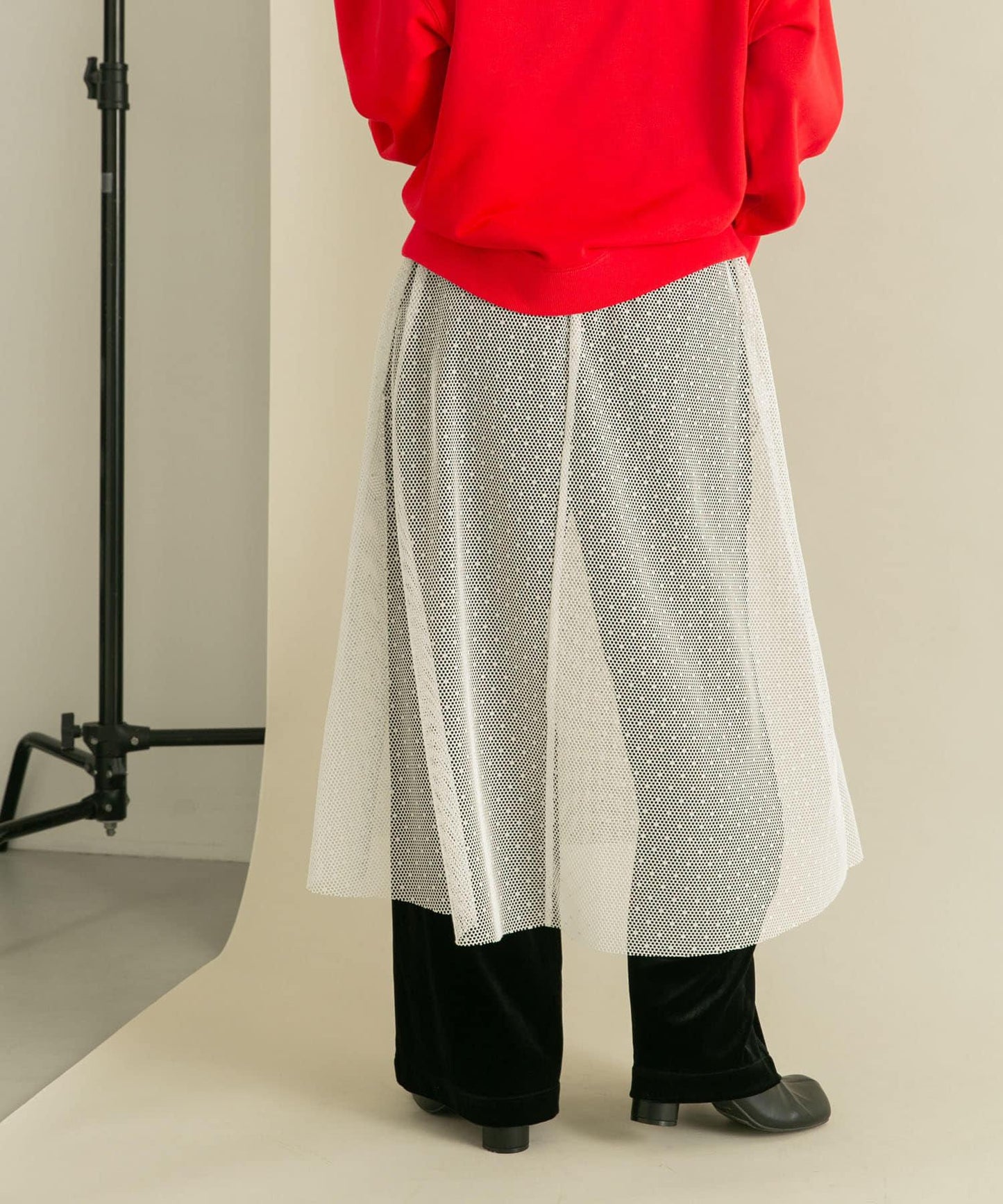 網紗拼接層疊半身裙