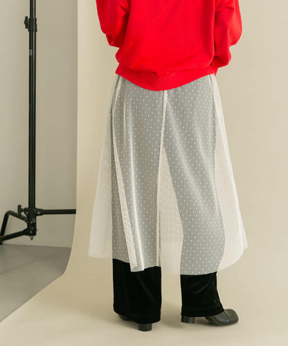 網紗拼接層疊半身裙