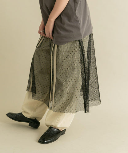 網紗拼接層疊半身裙