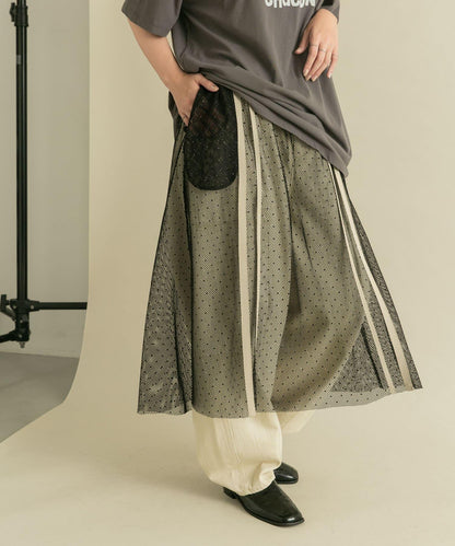 網紗拼接層疊半身裙