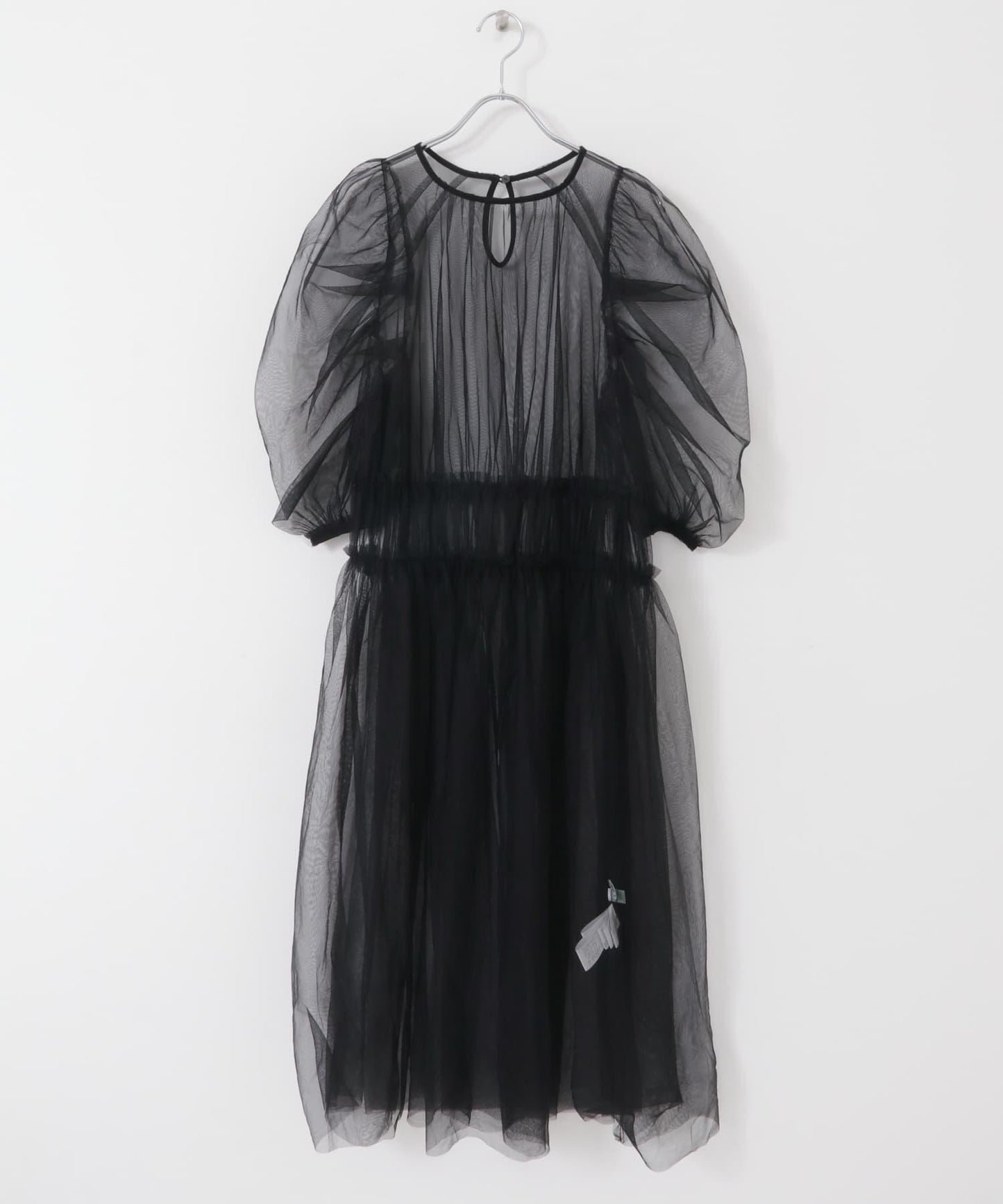 泡泡袖網紗連衣裙