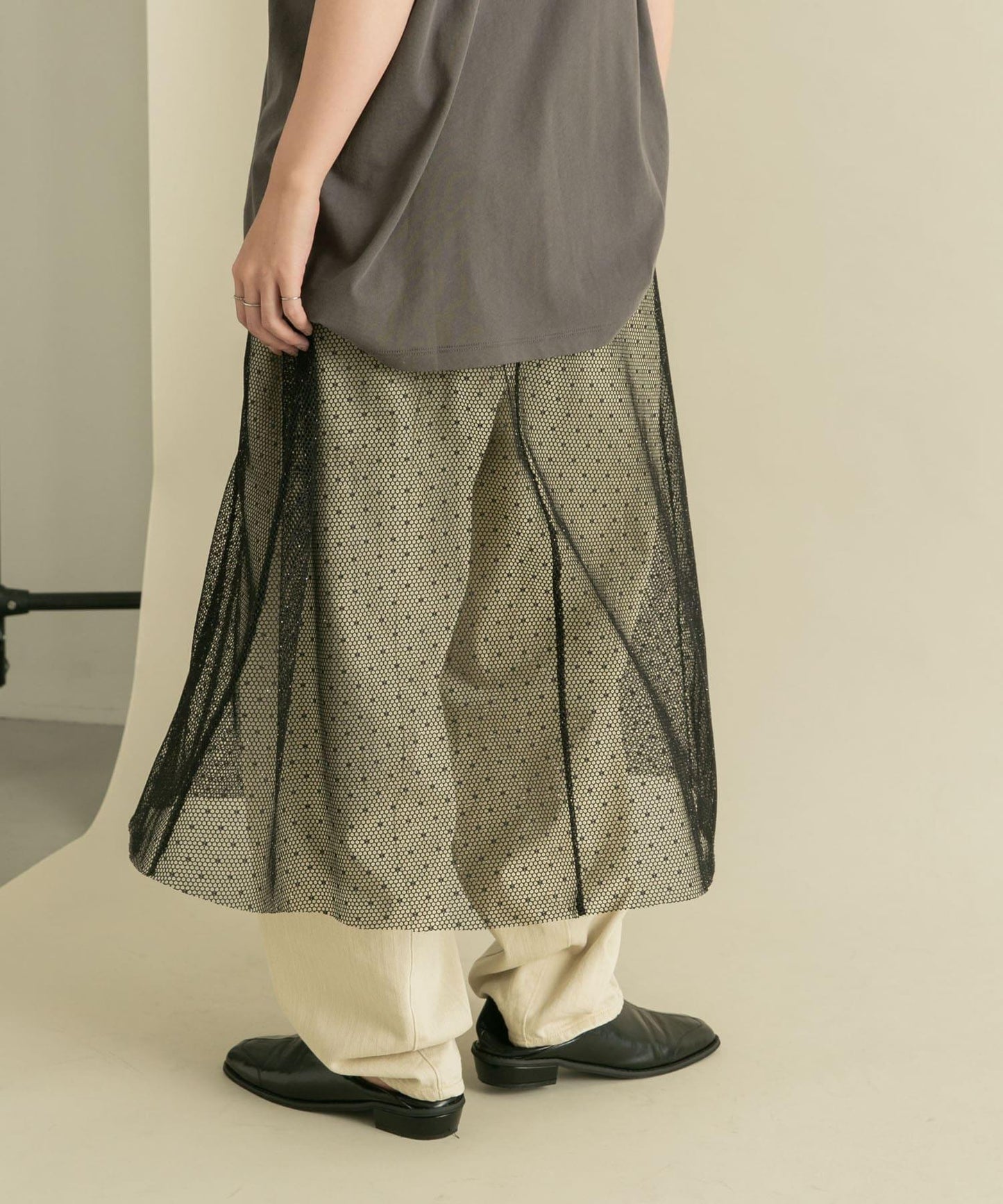 網紗拼接層疊半身裙