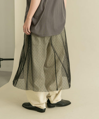 網紗拼接層疊半身裙