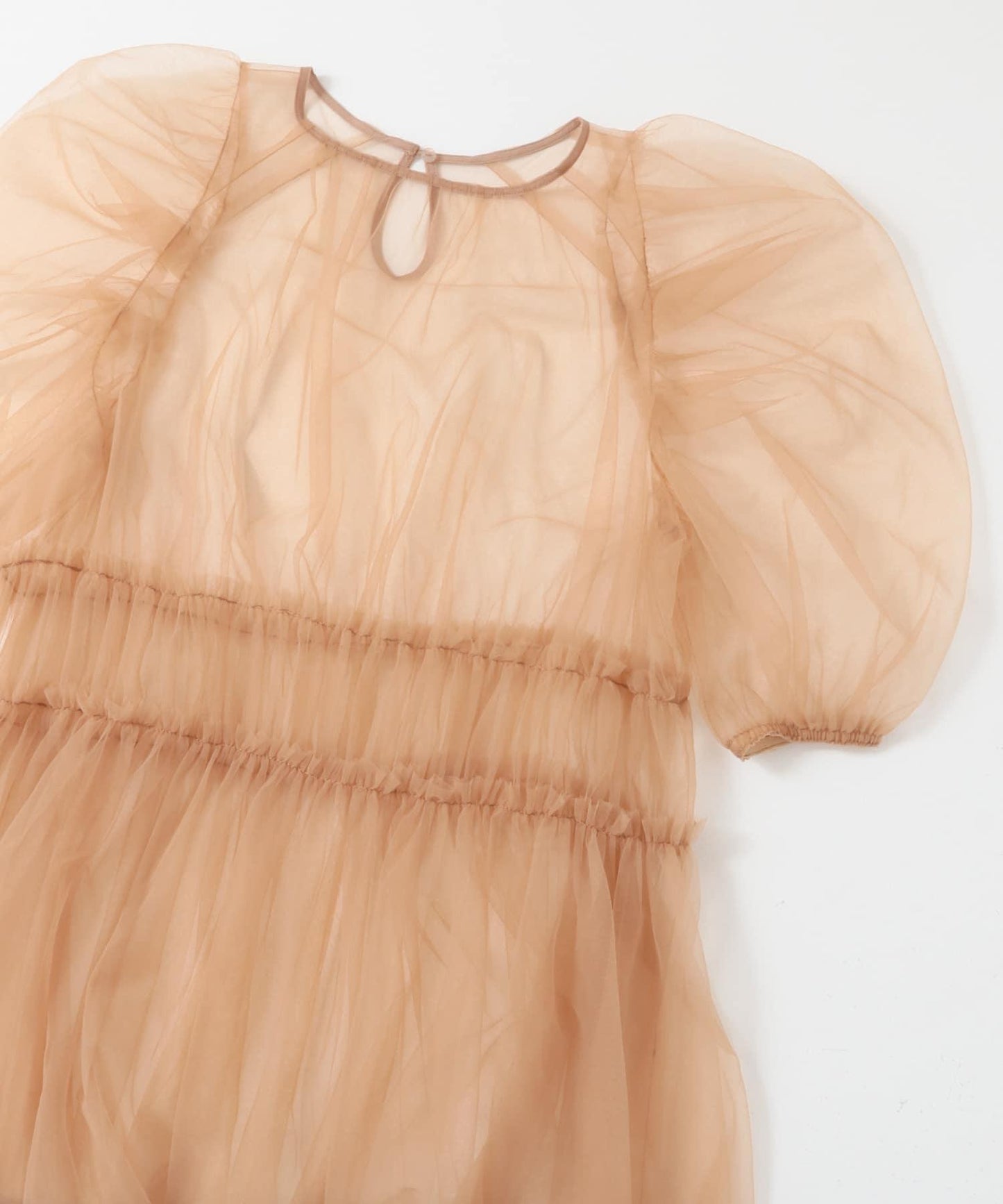 泡泡袖網紗連衣裙