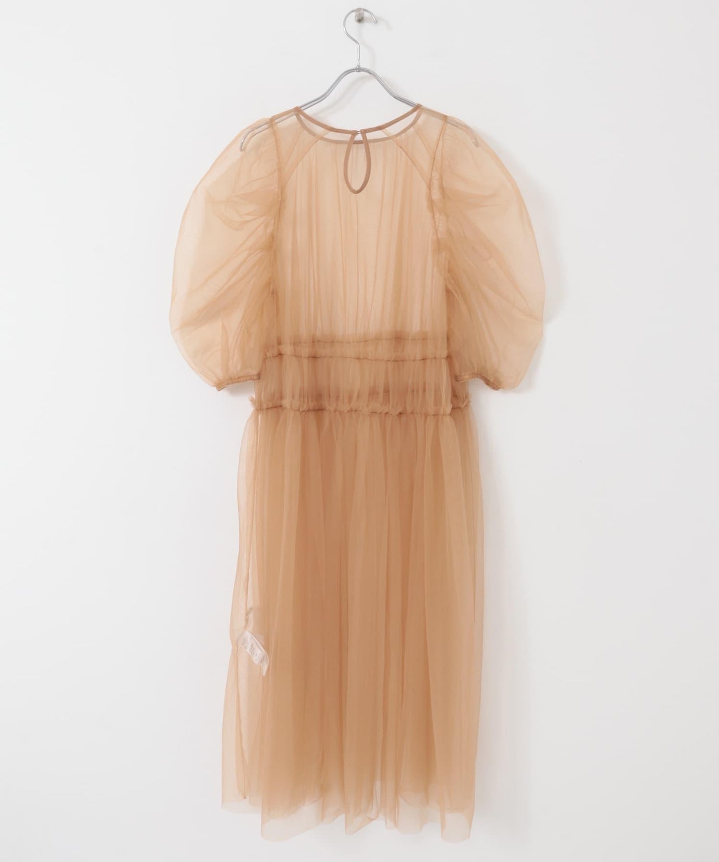 泡泡袖網紗連衣裙