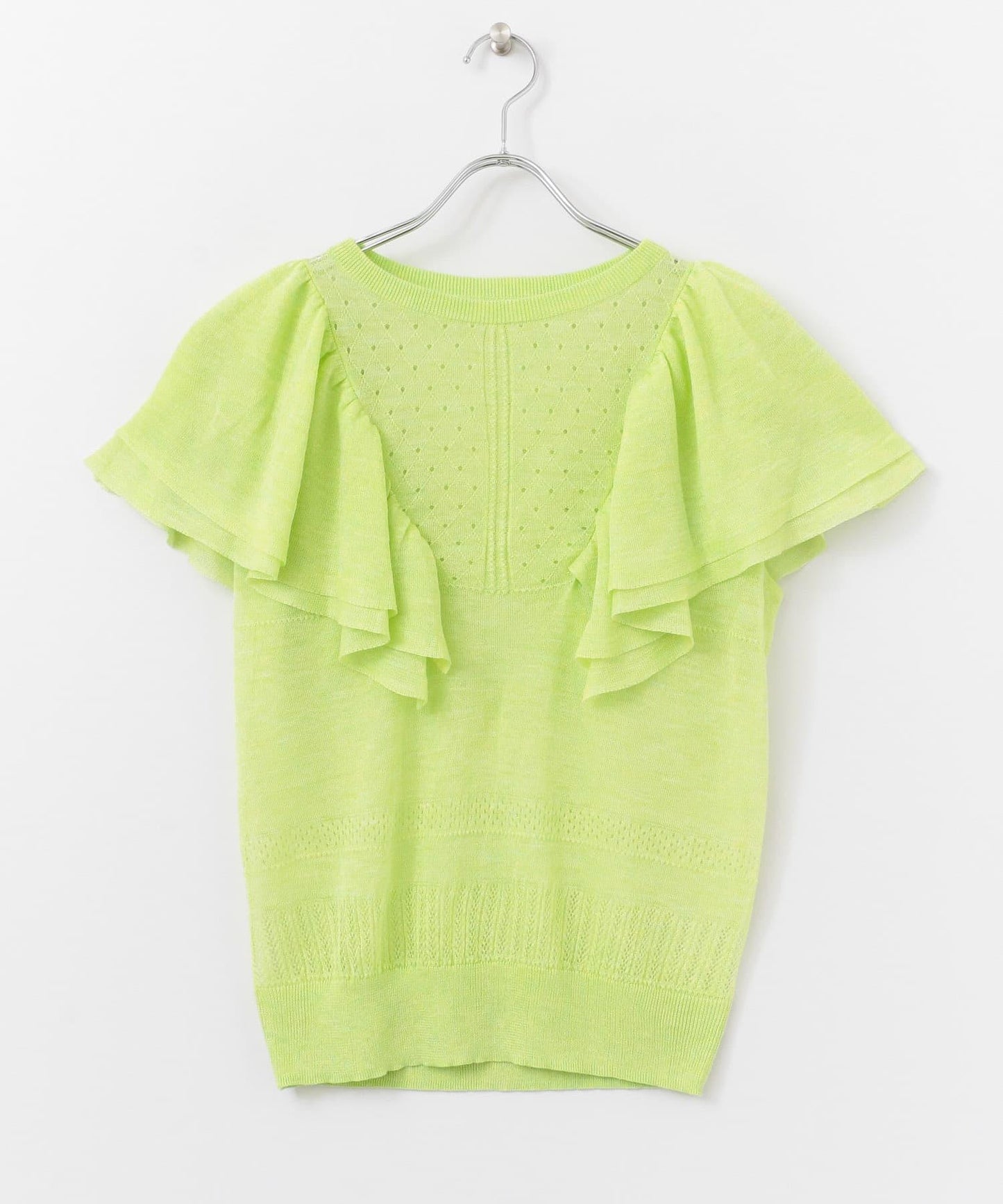 鏤空編織荷葉邊針織衫