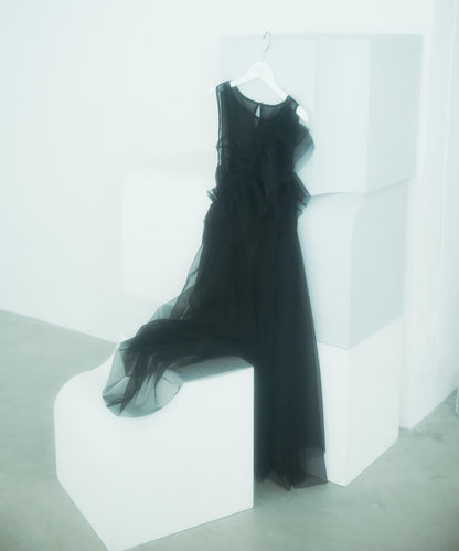 荷葉邊套裝網紗連衣裙