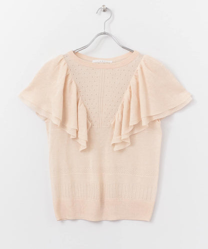 鏤空編織荷葉邊針織衫