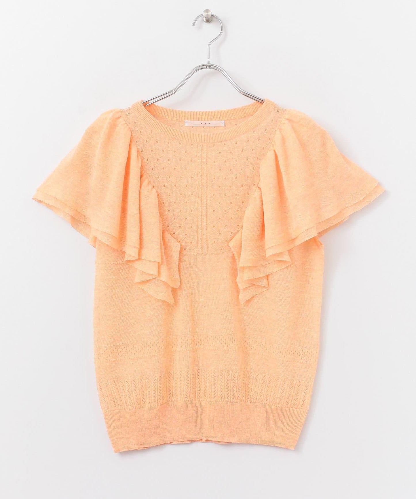 鏤空編織荷葉邊針織衫