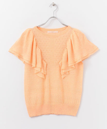 鏤空編織荷葉邊針織衫