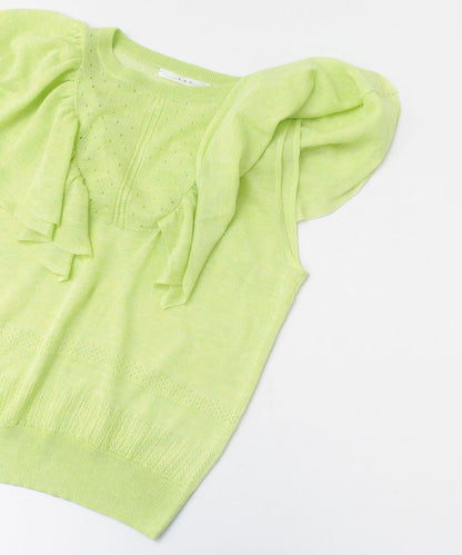 鏤空編織荷葉邊針織衫