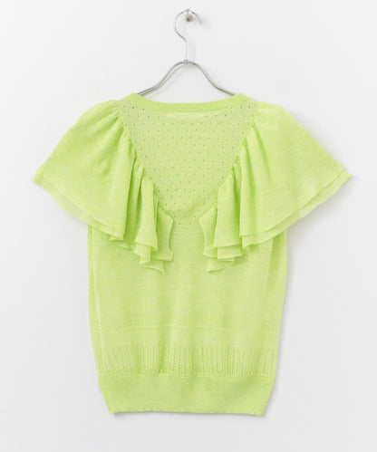 鏤空編織荷葉邊針織衫