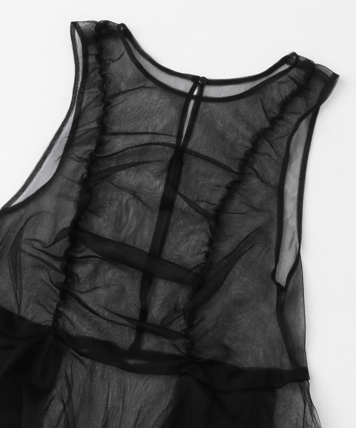 荷葉邊套裝網紗連衣裙