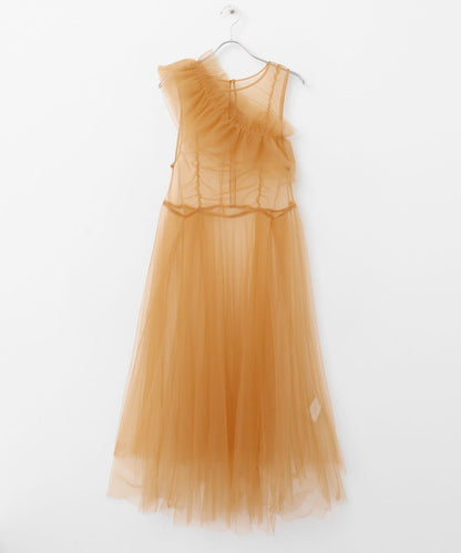 荷葉邊套裝網紗連衣裙