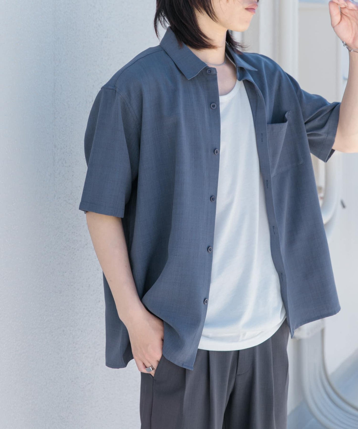 『UNISEX』『UR TECH DRYLUXE』亞麻風格五分袖襯衫