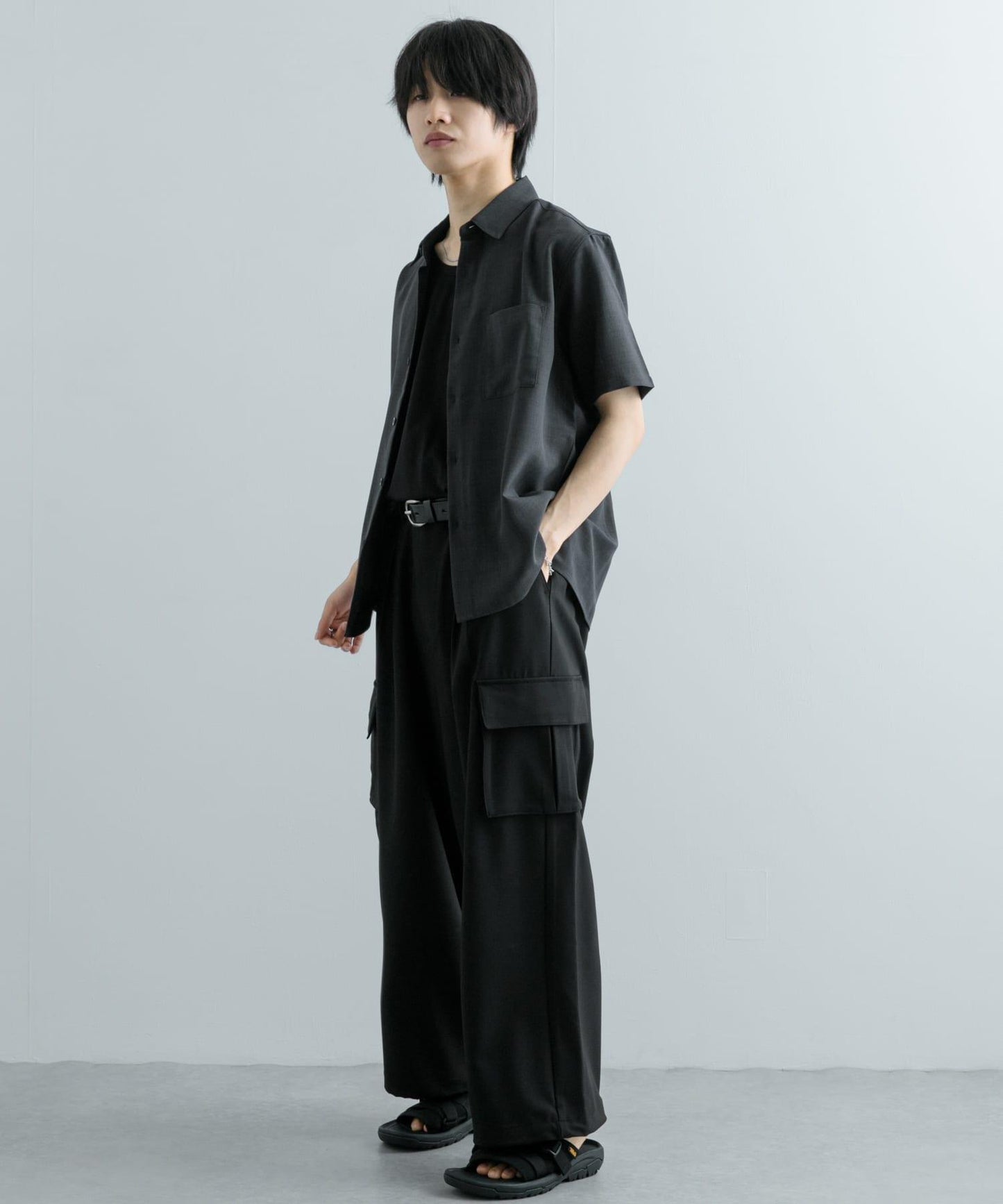 『UNISEX』『UR TECH DRYLUXE』亞麻風格五分袖襯衫
