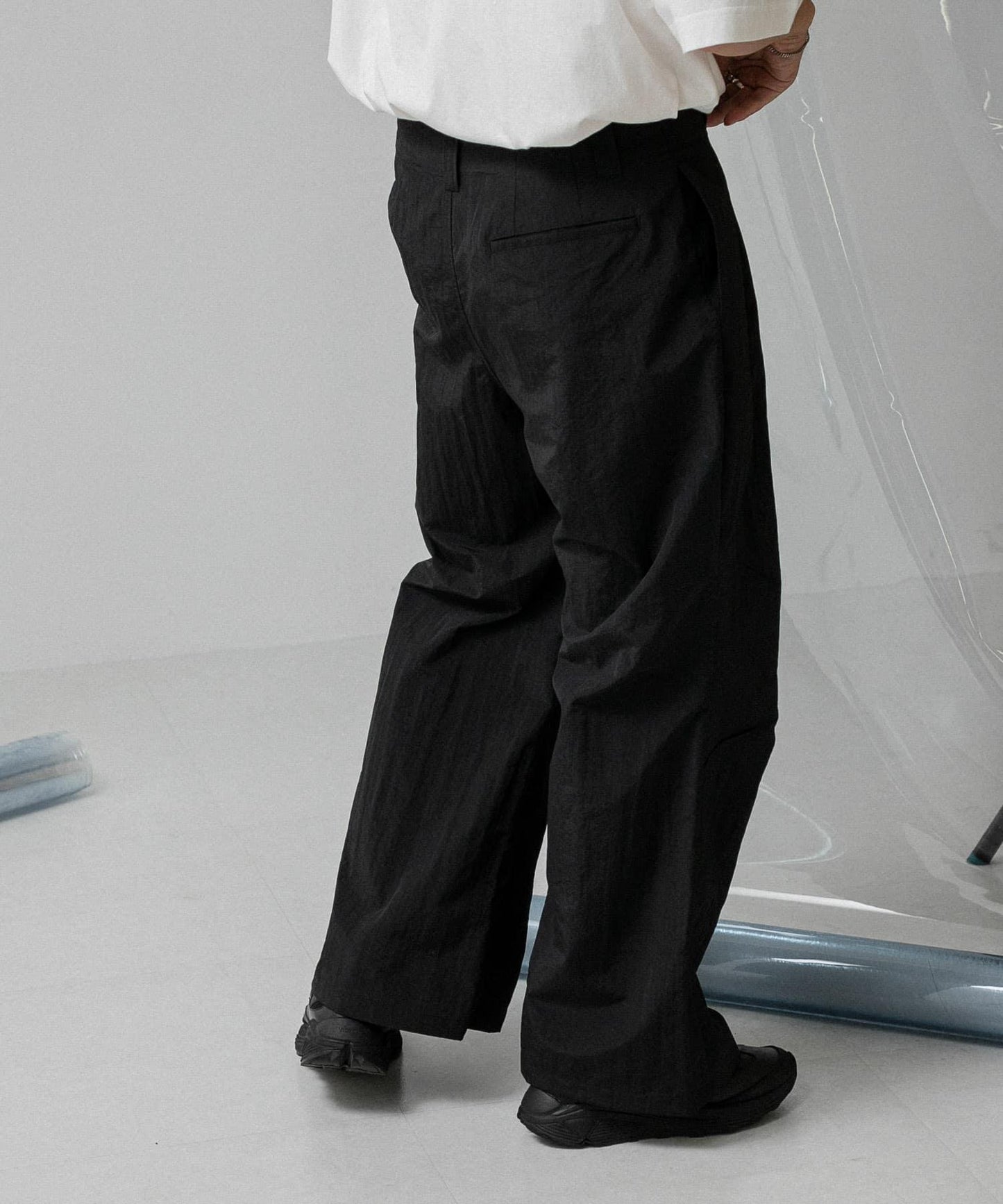 『わたべ×SOP』尼龍闊腿喇叭褲