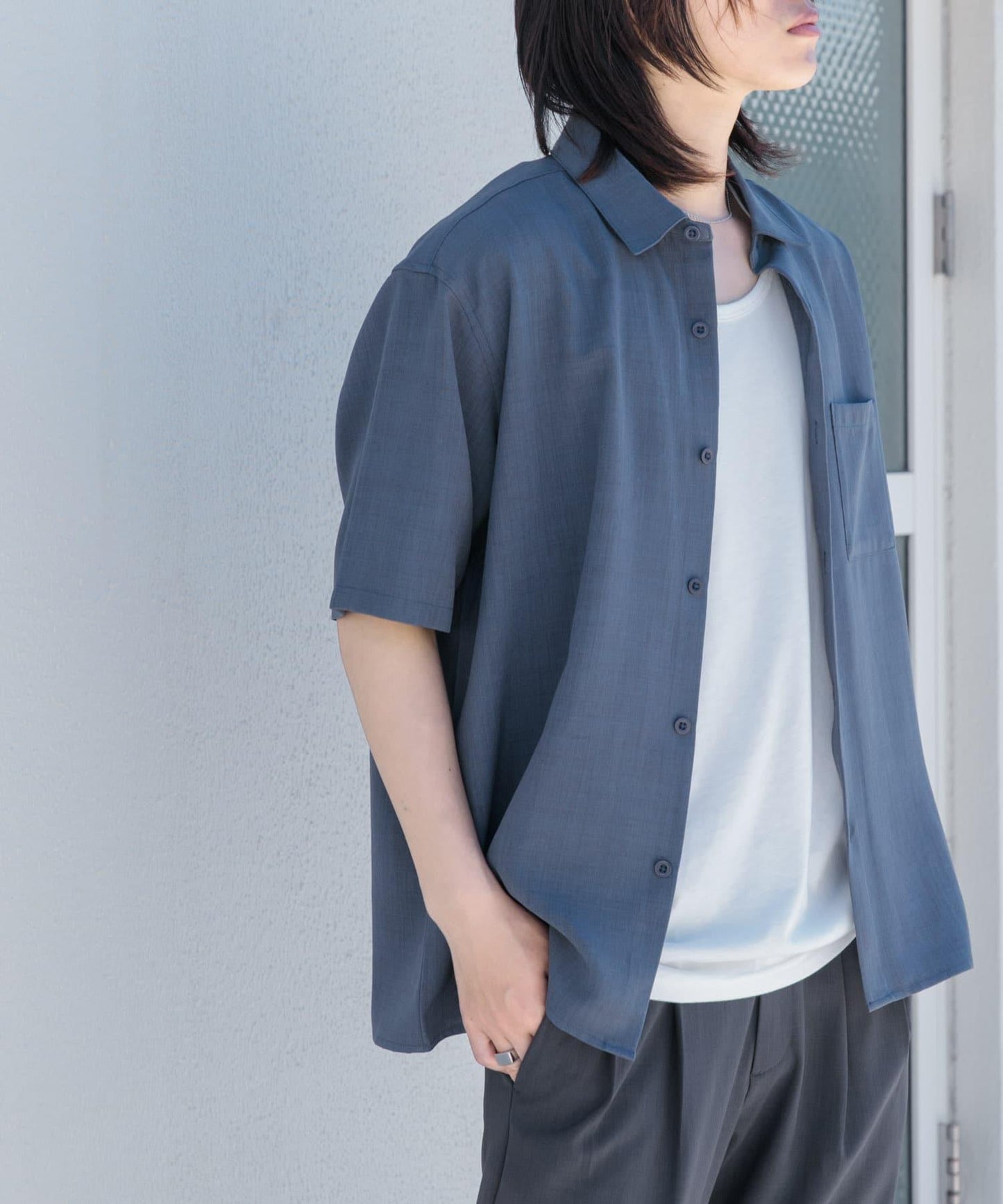 『UNISEX』『UR TECH DRYLUXE』亞麻風格五分袖襯衫