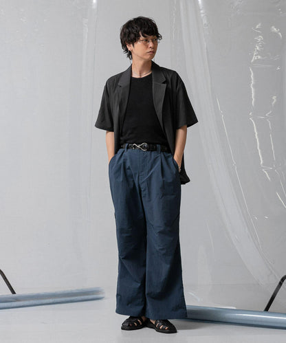 『わたべ×SOP』尼龍闊腿喇叭褲