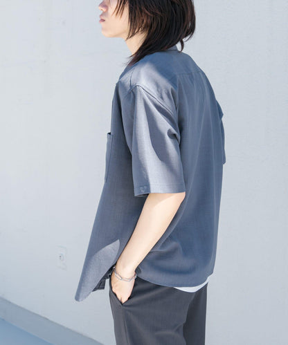『UNISEX』『UR TECH DRYLUXE』亞麻風格五分袖襯衫