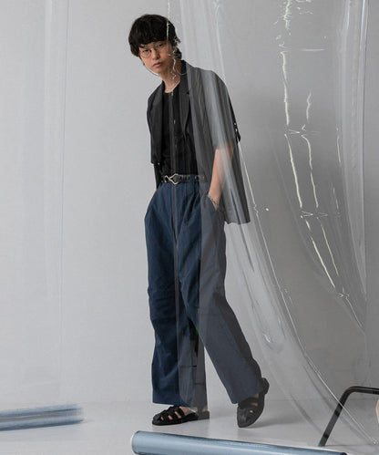 『わたべ×SOP』尼龍闊腿喇叭褲