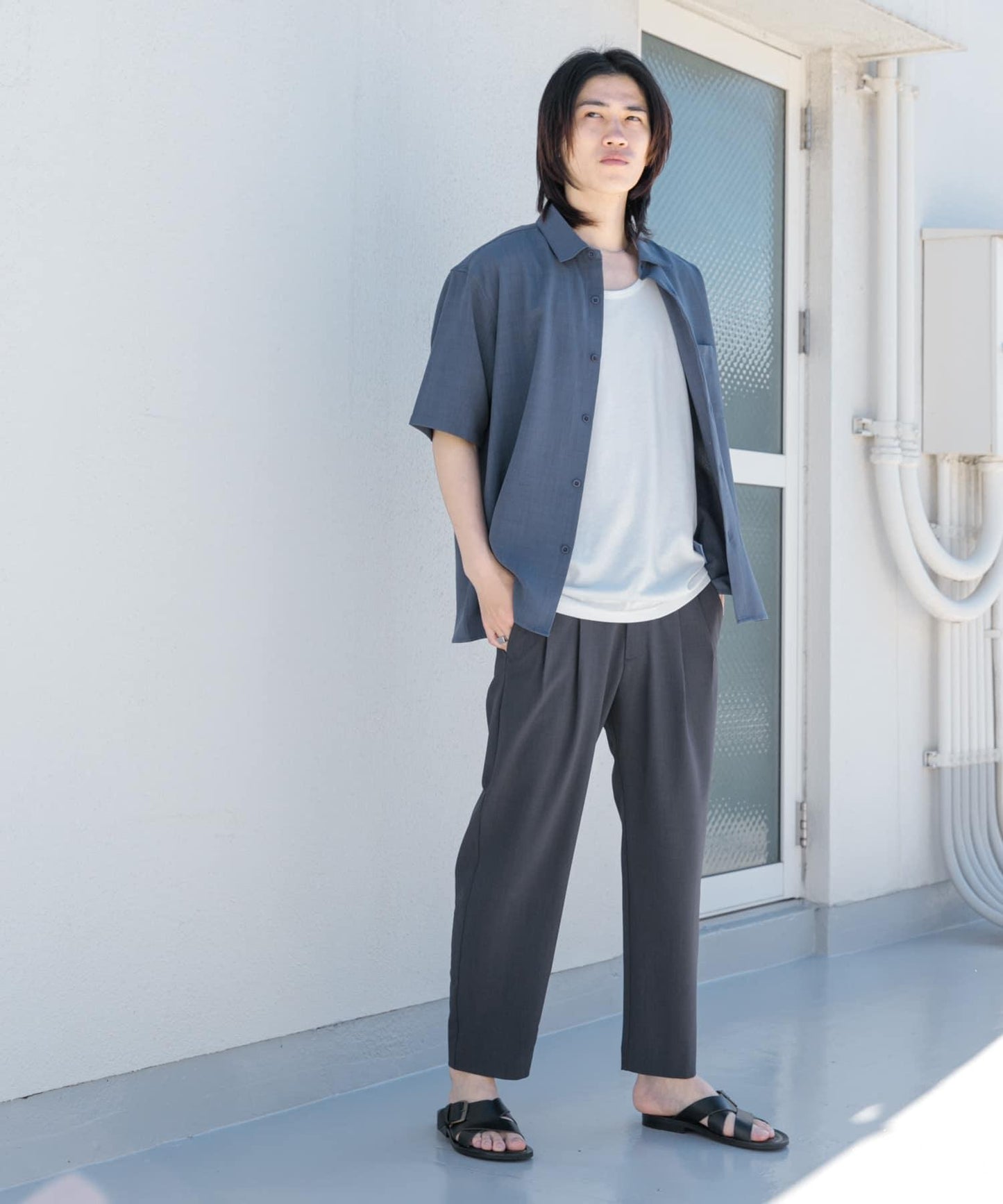 『UNISEX』『UR TECH DRYLUXE』亞麻風格五分袖襯衫