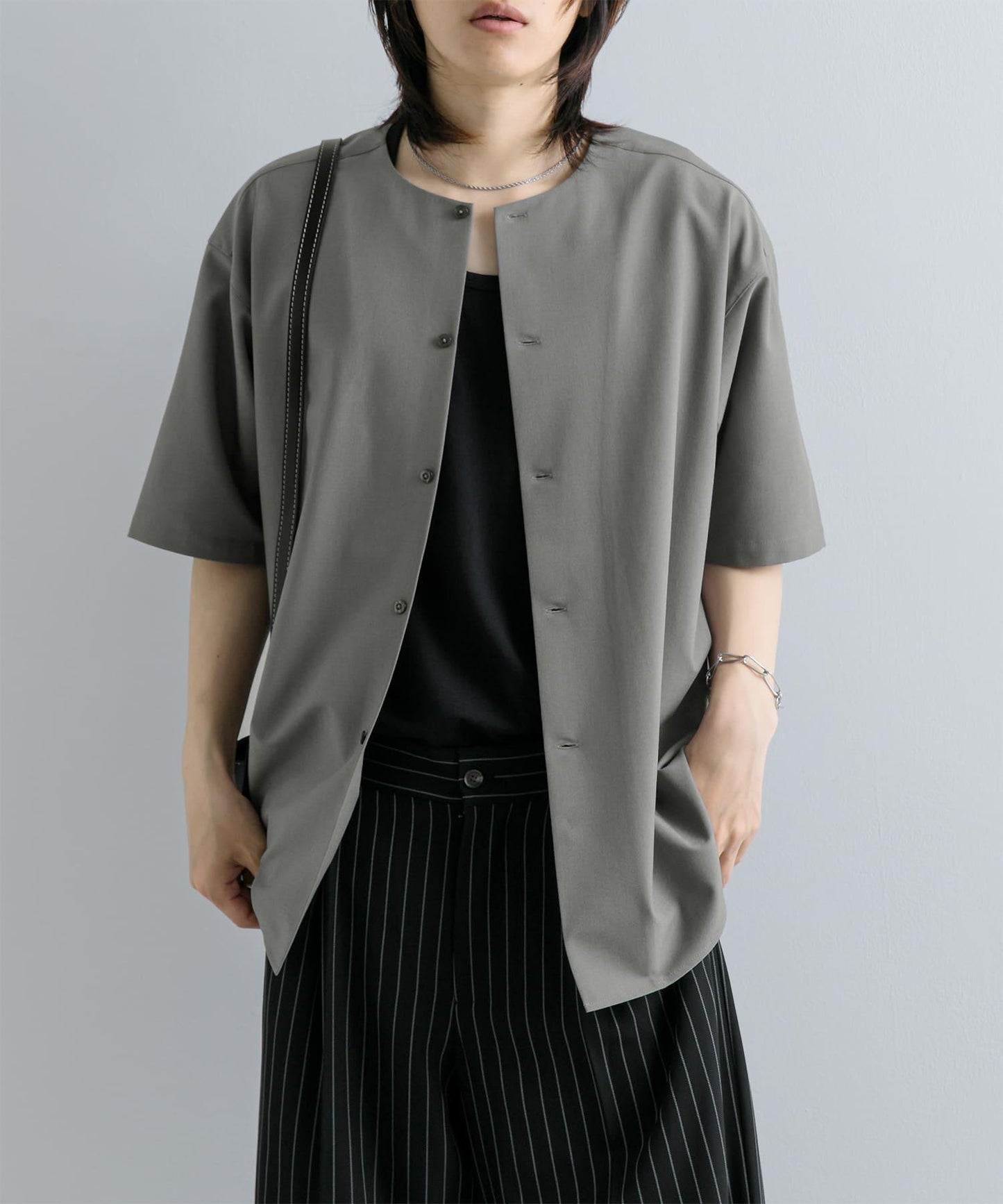無領襯衫（五分袖）
