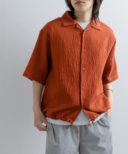 透視蕾絲抽繩開領襯衫