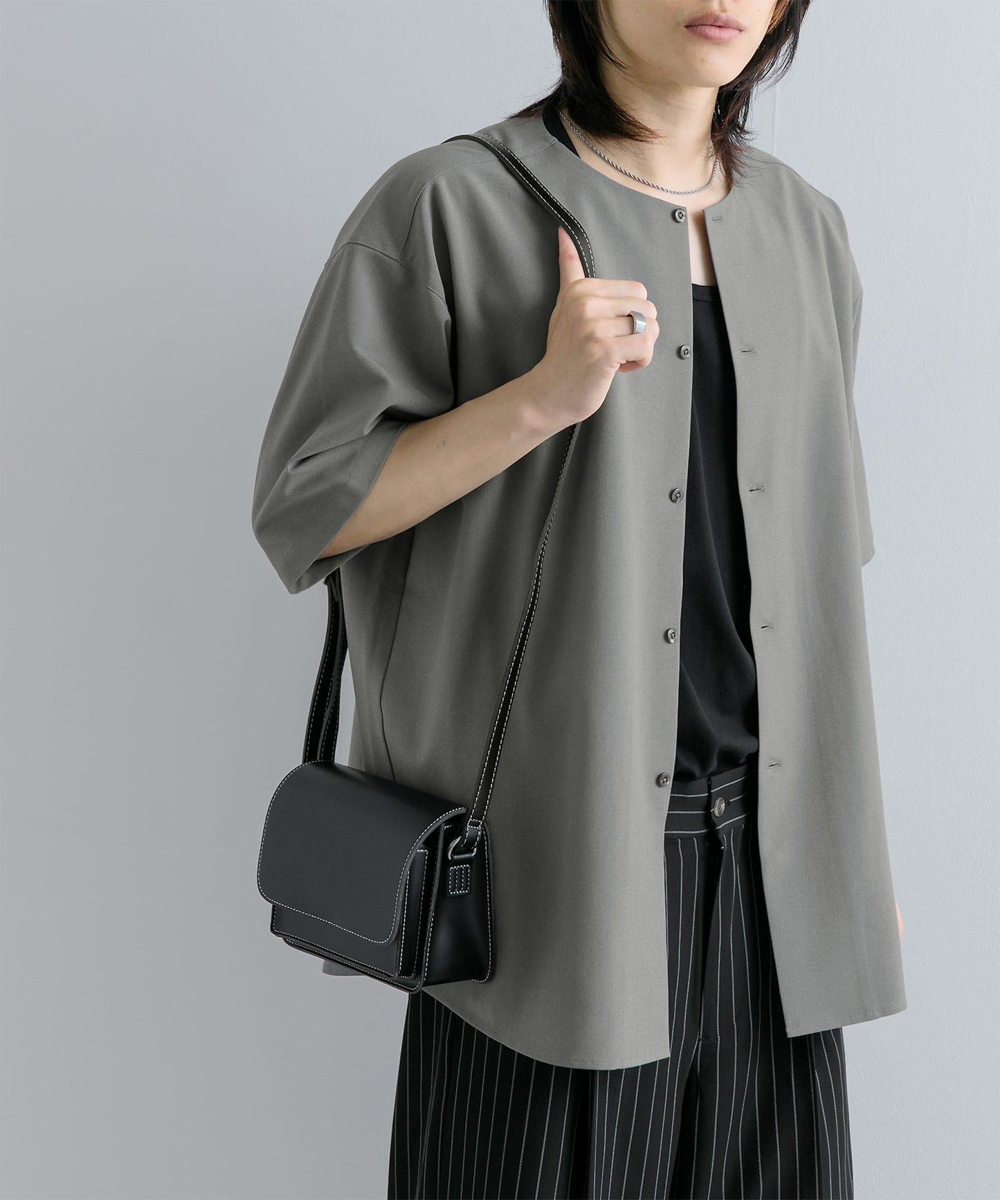 無領襯衫（五分袖）