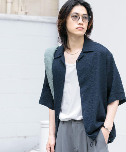 透視蕾絲抽繩開領襯衫