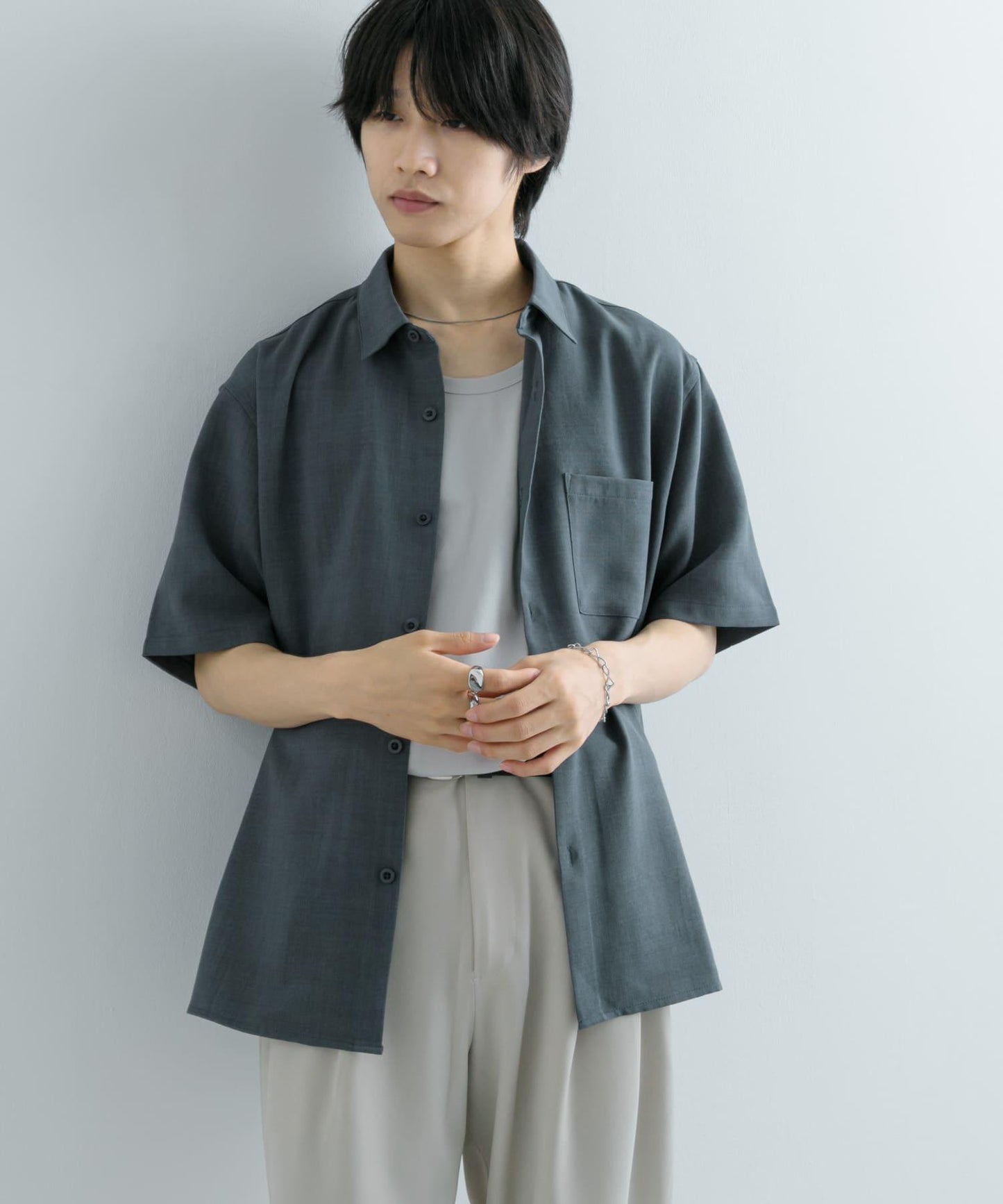 『UNISEX』『UR TECH DRYLUXE』亞麻風格五分袖襯衫