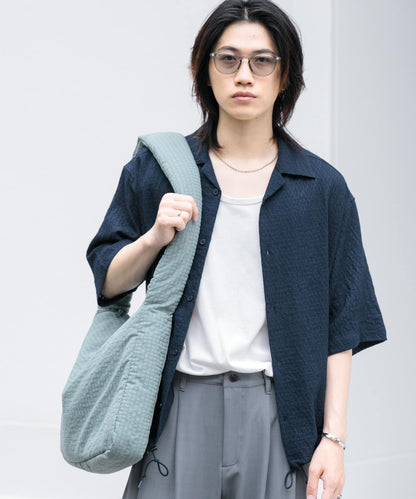 透視蕾絲抽繩開領襯衫