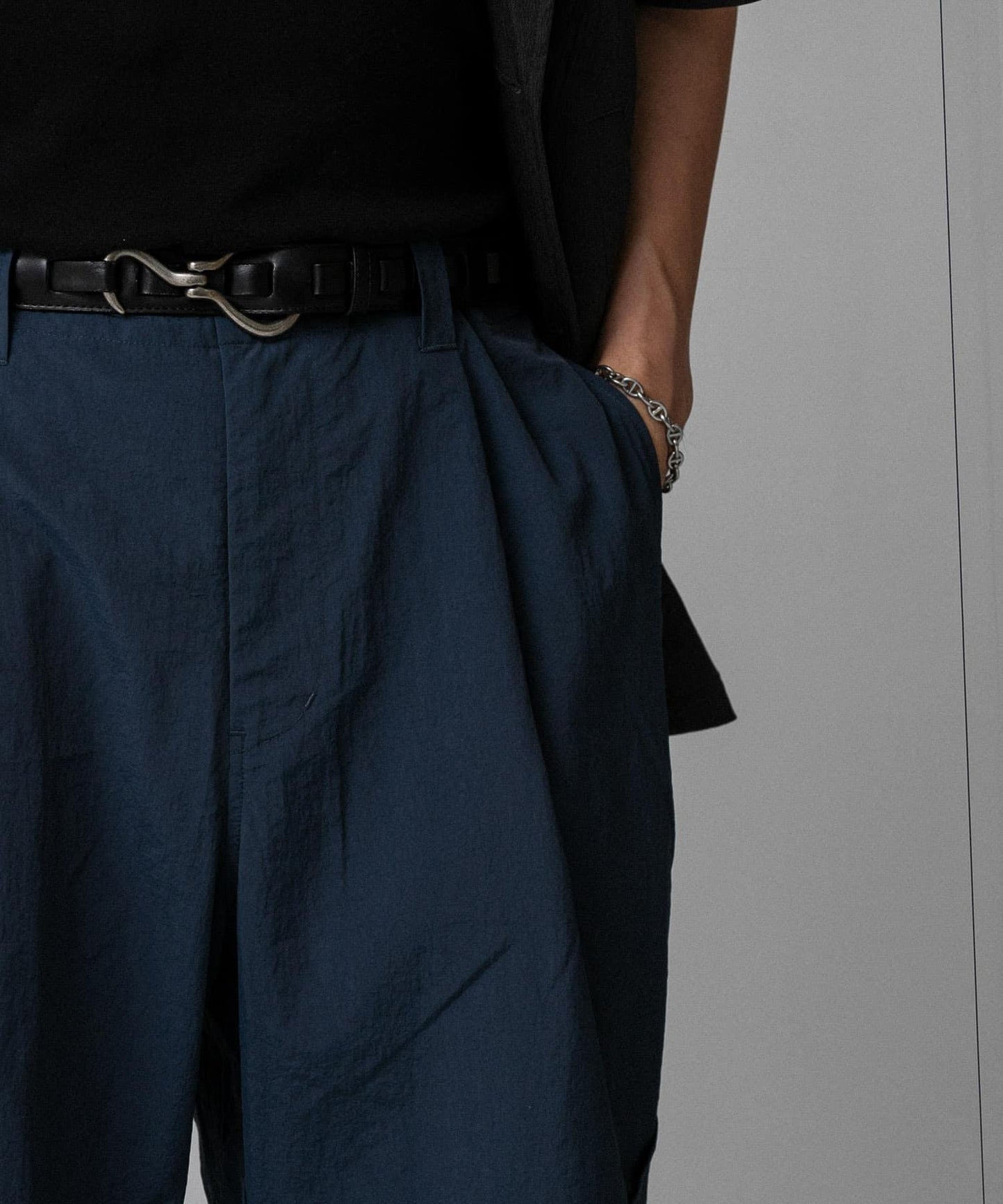 『わたべ×SOP』尼龍闊腿喇叭褲