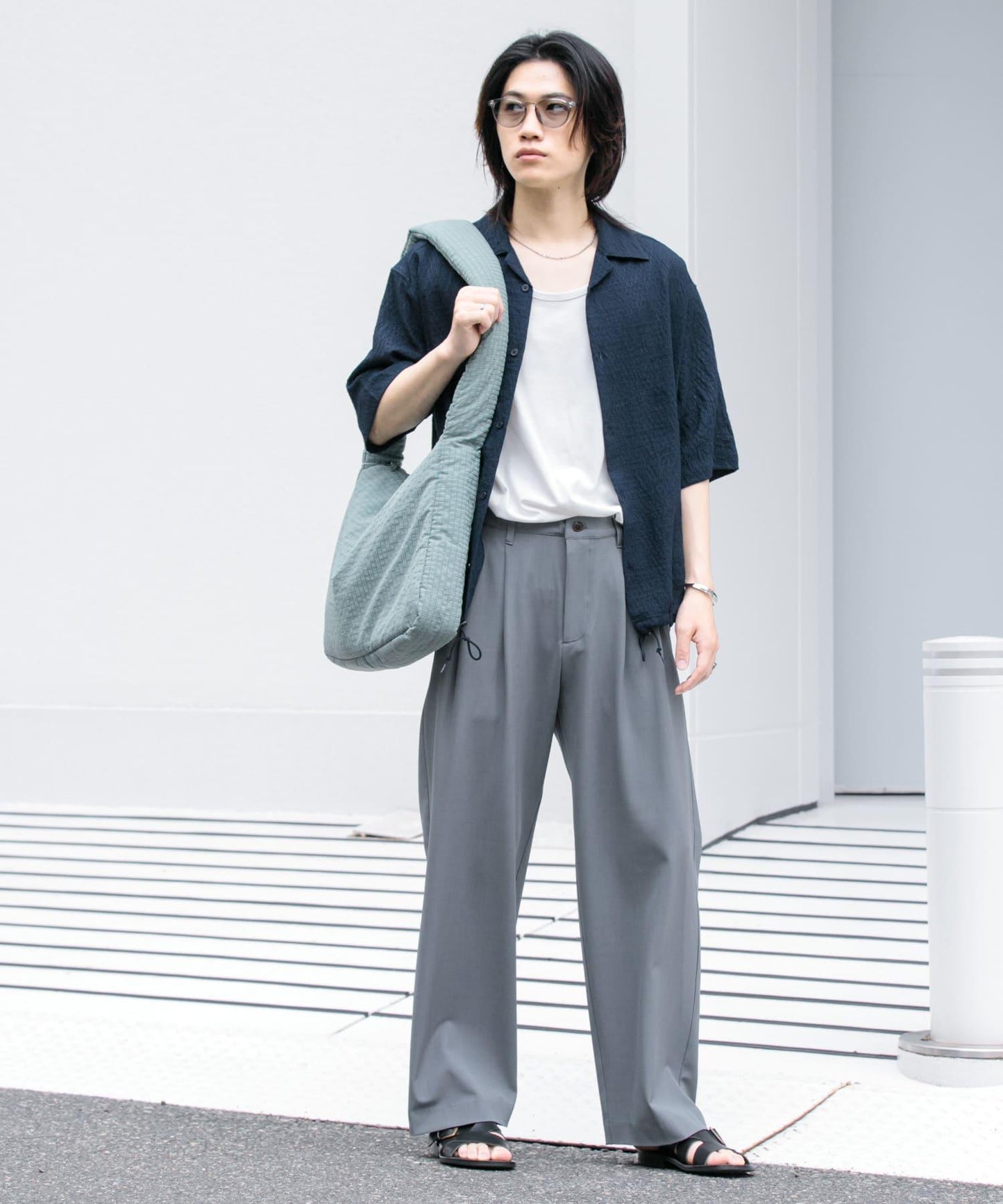 透視蕾絲抽繩開領襯衫