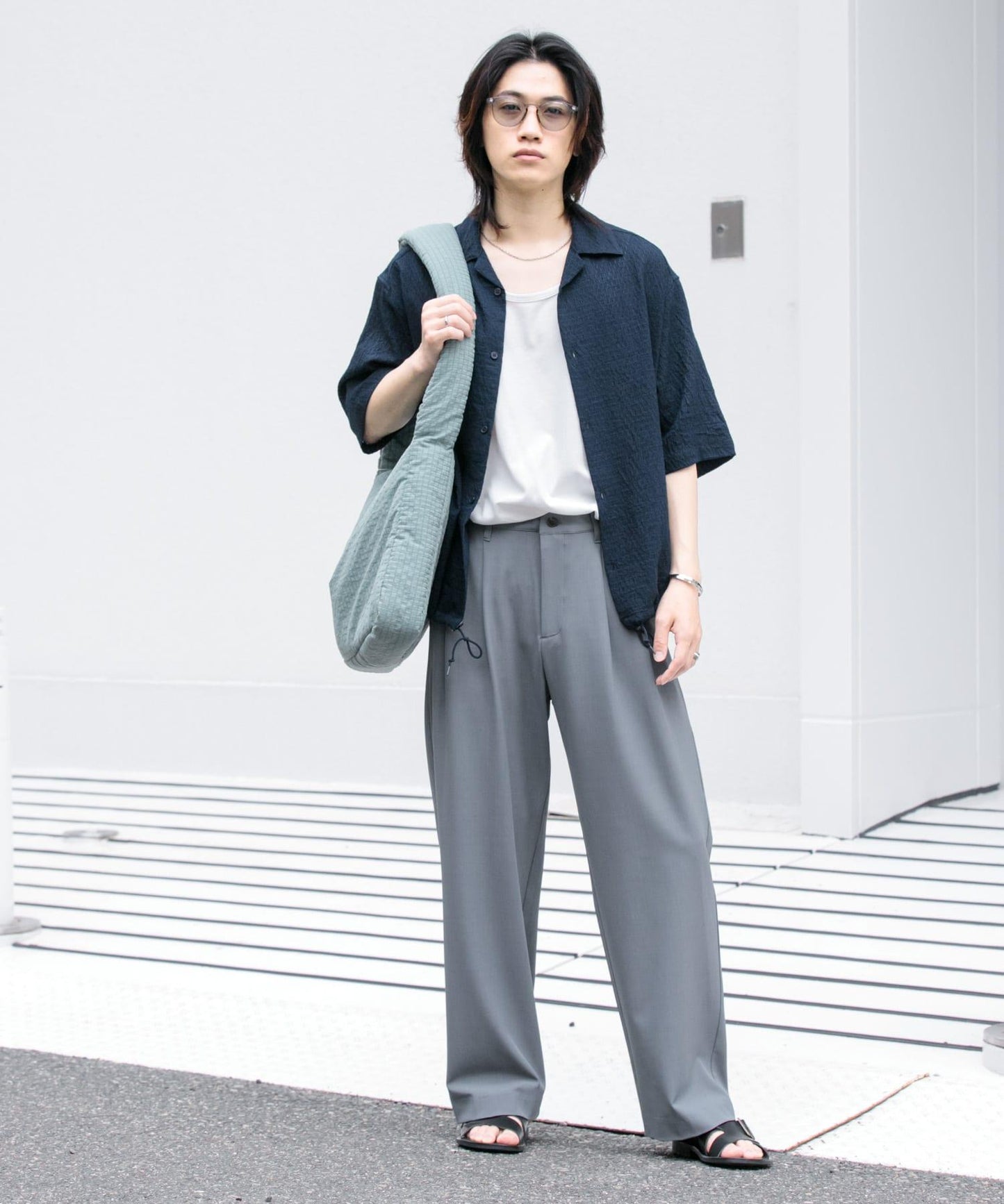 透視蕾絲抽繩開領襯衫