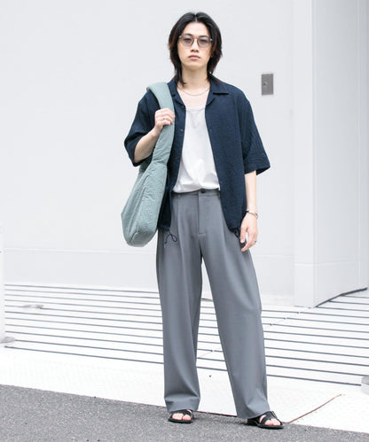 透視蕾絲抽繩開領襯衫