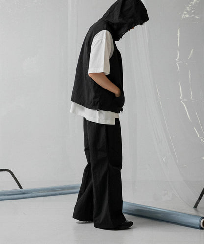 『わたべ×SOP』尼龍闊腿喇叭褲