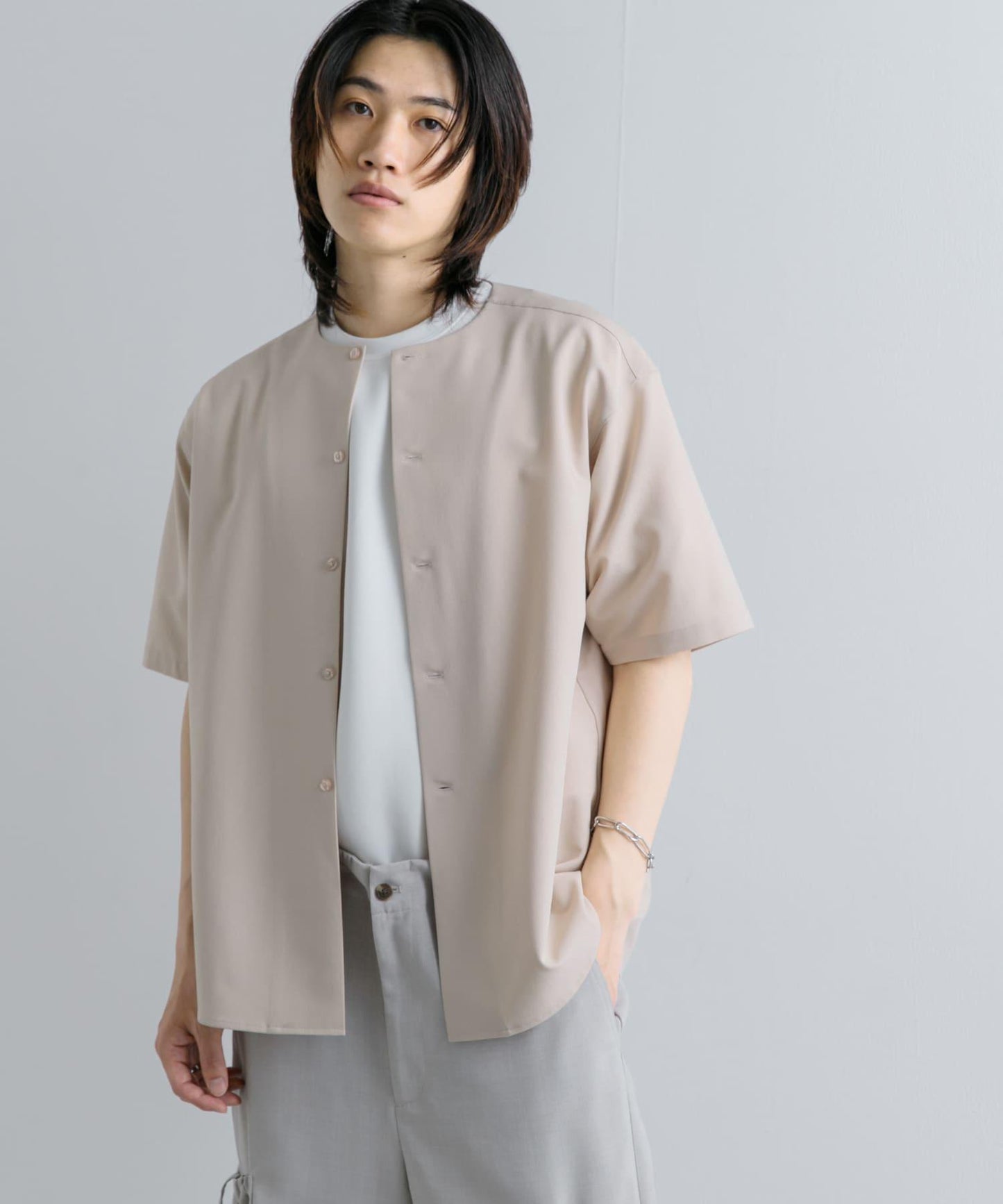 無領襯衫（五分袖）