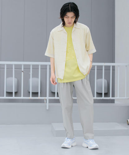 透視蕾絲抽繩開領襯衫