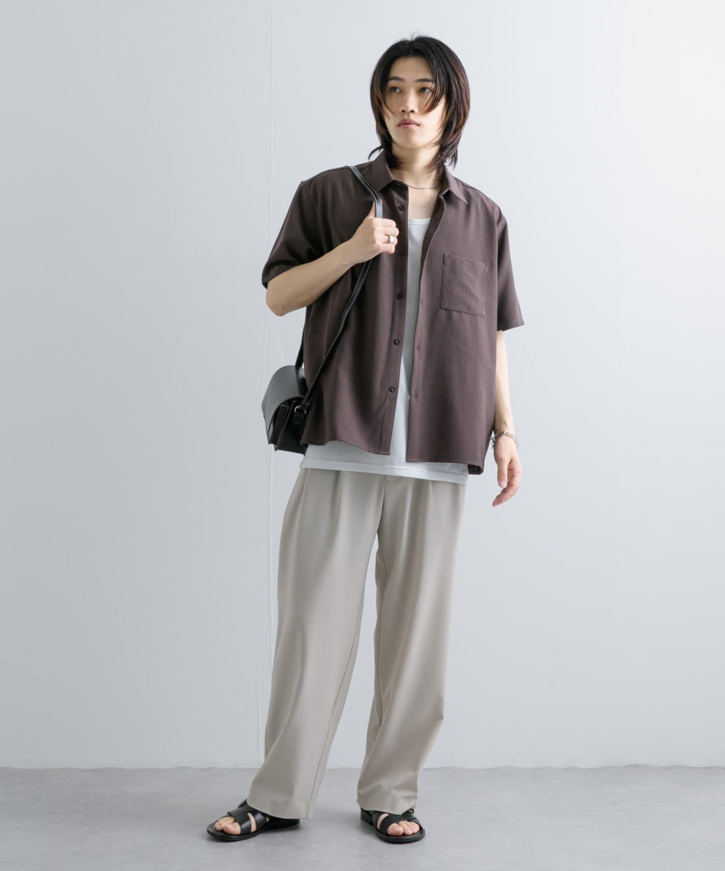 『UNISEX』『UR TECH DRYLUXE』亞麻風格五分袖襯衫