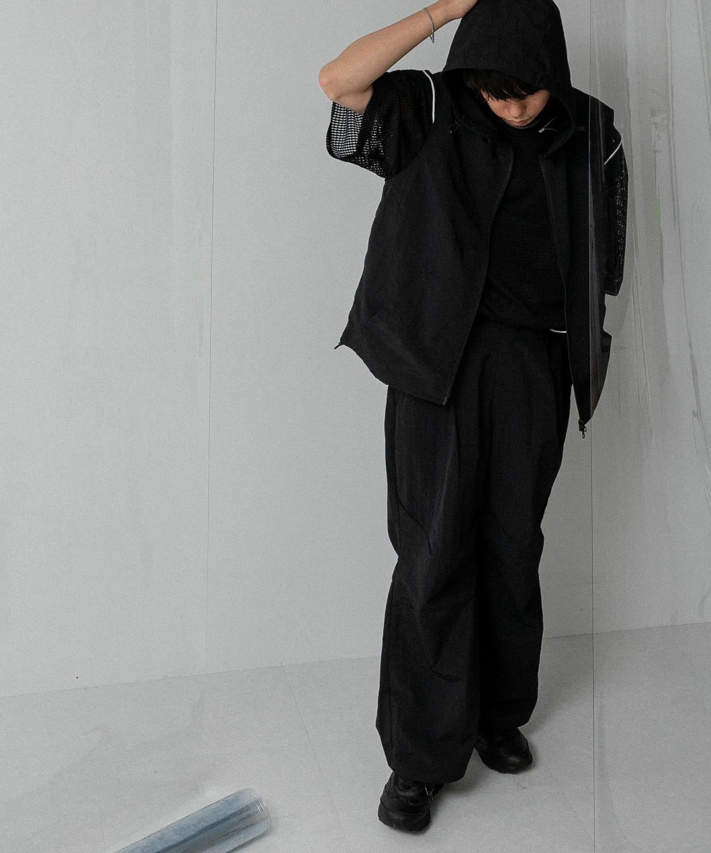 『わたべ×SOP』尼龍闊腿喇叭褲