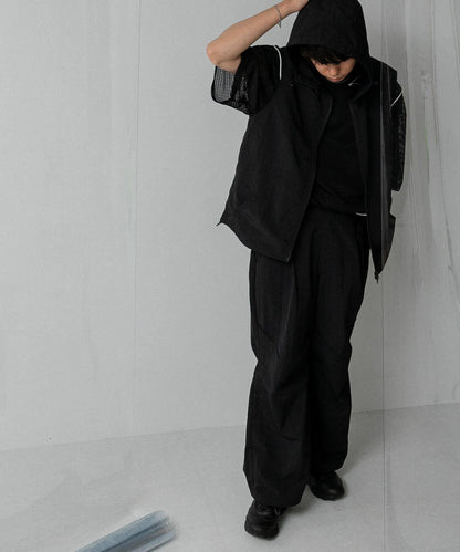 『わたべ×SOP』尼龍闊腿喇叭褲